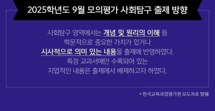 2025학년도 9월 모의평가 사회탐구 출제 방향