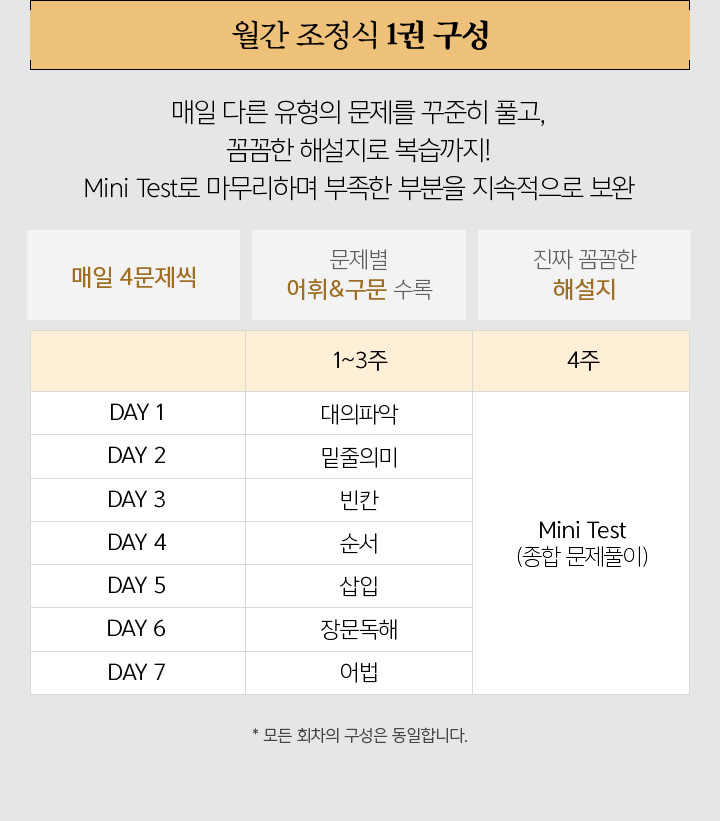 월간 조정식 1권 구성