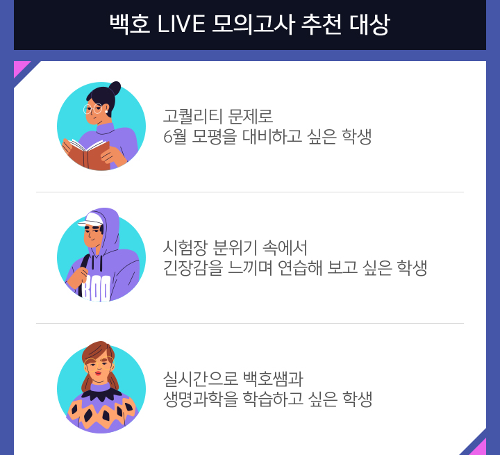 Yes! 백호 LIVE 모의고사 추천 대상