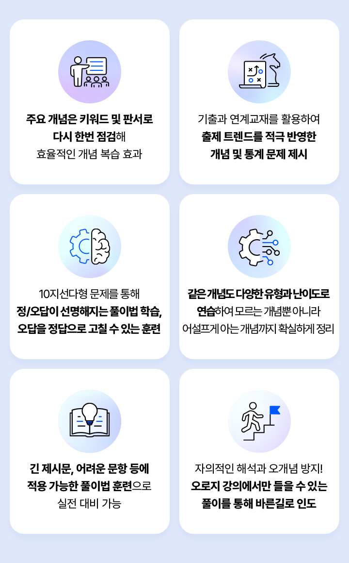 주요 개념은 키워드 및 판서로 다시 한번 점검해 효율적인 개념 복습 효과