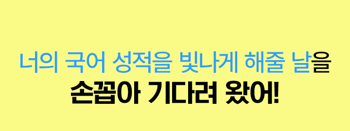 너의 국어 성적을 빛나게 해줄 날을 손꼽아 기다려 왔어!