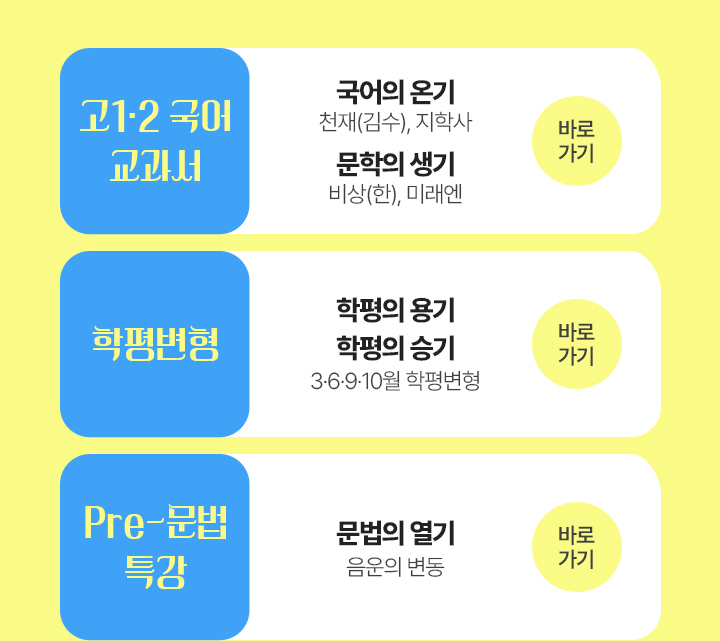 고1·2 국어 교과서 / 학평변형 / Pre-문법 특강