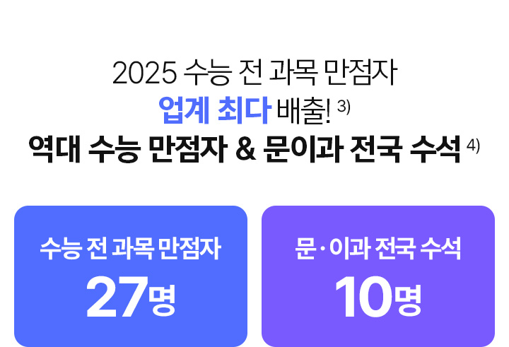 메가스터디가 배출한 역대 수능 만점자 & 문이과 전국 수석