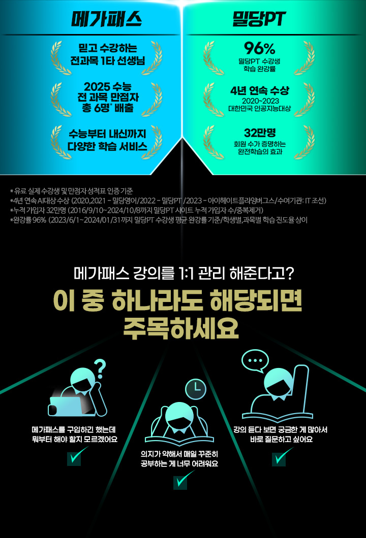 더욱 업그레이드 된 메가패스! 인강과 1:1 관리의 혁신적 만남
