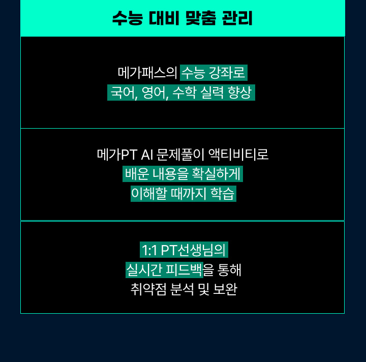 수능 대비 맞춤 관리