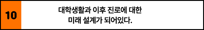 10. 대학생활과 이후 진로에 대한 미래 설계가 되어있다.