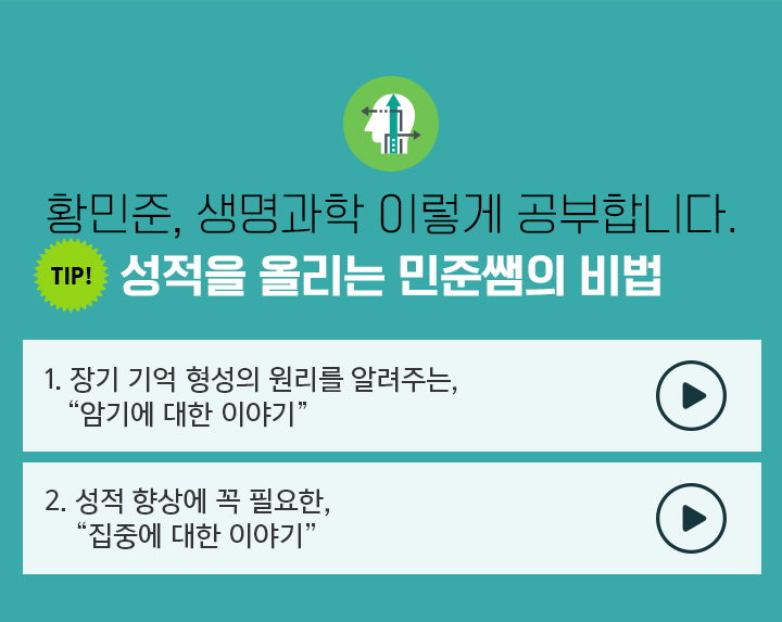 황민준, 생명과학 이렇게 공부합니다. 성적을 올리는 민준쌤의 비법