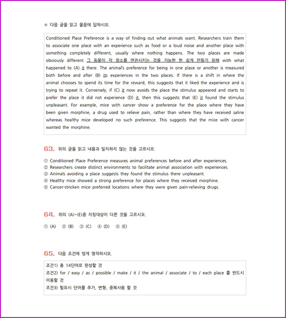 지문별로 다양한 유형의 고퀄리티 문제 제공