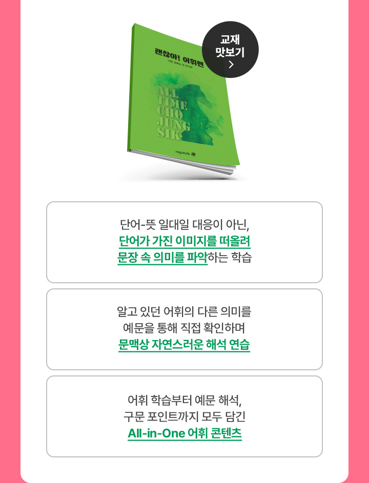 단어-뜻 일대일 대응이 아닌, 단어가 가진 이미지를 떠올려 문장 속 의미를 파악하는 학습